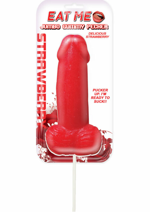 Eat Me Jumbo Gummy Cock Pop - Strawberry Red