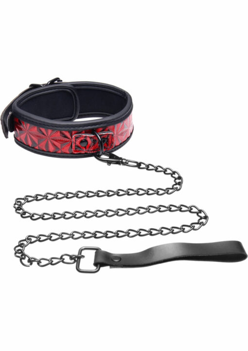 Master Series - Crimson Tied Chained Collar with Leash - Red and Black