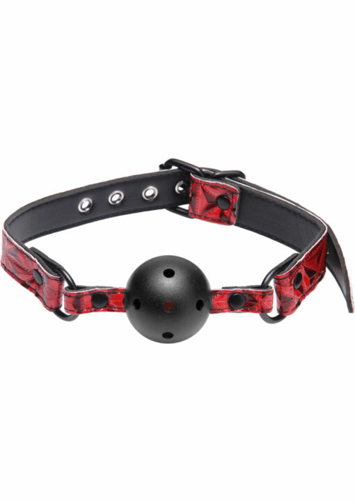 Master Series - Crimson Tied Gagged Breathable Ball Gag - Red and Black