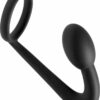 Prostatic Play Explorer Silicone Cock Ring and Prostate Plug - Black