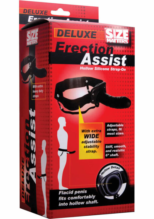 Size Matters Erection Assist Silicone Hollow Strap On - Black