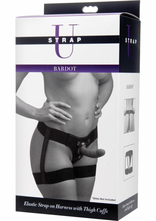 Strap U Bardot Elastic Strap On Harness With Thigh Cuffs - Black