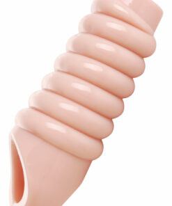 Size Matters Really Ample Ribbed Penis Enhancer Sheath - Vanilla