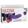 Fetish Fantasy Series Vibrating Hollow Strap-On Dildo with Balls and Harness with Remote Control 7in - Purple