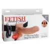 Fetish Fantasy Series Vibrating Hollow Strap-On Dildo with Balls and Harness with Remote Control 7in - Vanilla