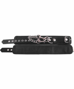 Rouge Plain Leather Adjustable Ankle Cuffs - Black