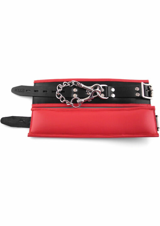 Rouge Padded Leather Adjustable Wrist Cuffs - Black and Red