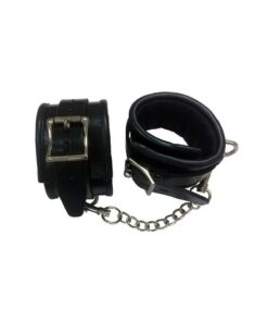 Rouge Padded Leather Adjustable Ankle Cuffs - Black