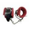 Rouge Padded Leather Adjustable Ankle Cuffs - Black and Red