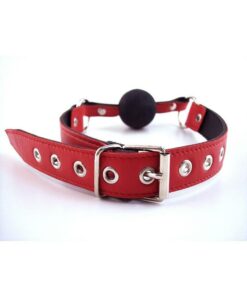 Rouge Leather Adjustable Ball Gag - Red and Black