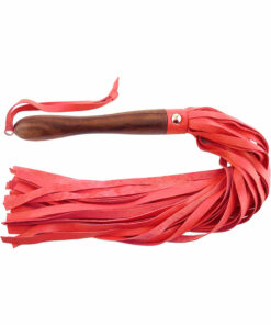 Rouge Wooden Handle Leather Flogger - Red