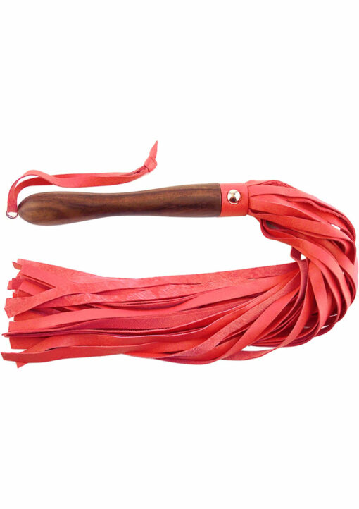 Rouge Wooden Handle Leather Flogger - Red