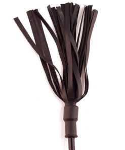 Rouge Wooden Handle Leather Riding Crop - Black