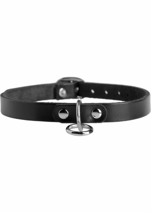 Strict Leather Unisex Leather Choker with O-Ring - M/L - Black
