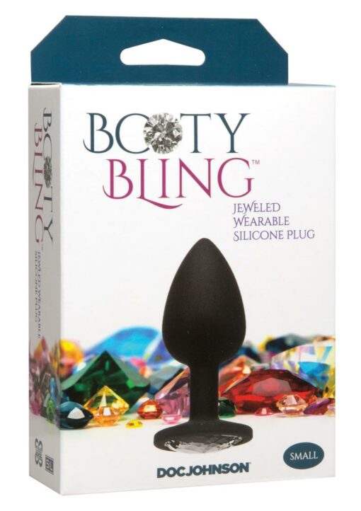 Booty Bling Jeweled Silicone Anal Plug - Small - Silver