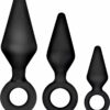 Luxe Night Rimmer Silicone Anal Kit (3 piece kit) - Black