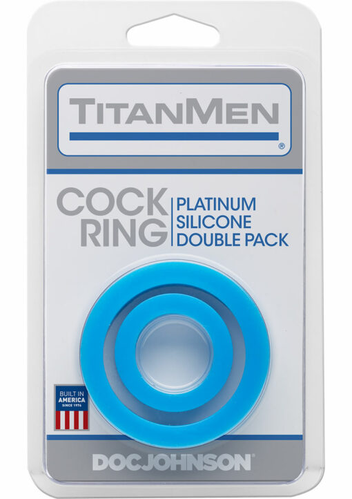 TitanMen Platimum Silicone Cock Rings (2 Piece Kit) - Blue