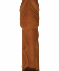 Skinsations Latin Lover Husky Lover Extension Sleeve with Scrotum Strap 7in - Caramel