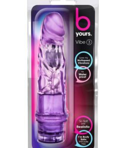 B Yours Vibe 3 Vibrating Dildo 7.25in - Purple