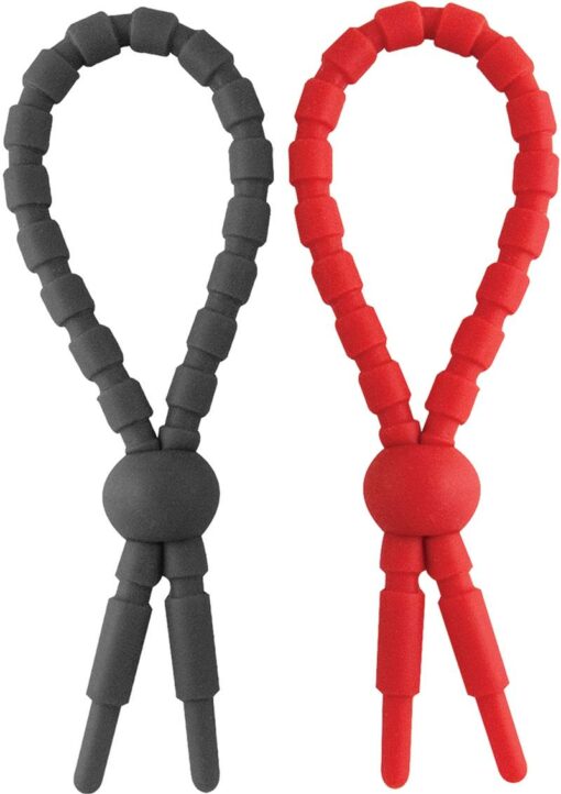 Ram Ultra Clinchers Silicone Cock Rings (2 each per pack) - Black/Red