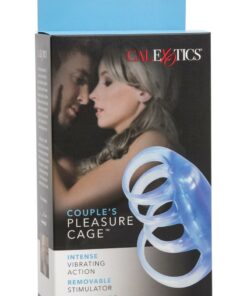 Couples Pleasure Cage Vibrating Cock Ring - Blue