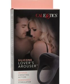 Silicone Lovers Arouser Silicone Vibrating Cock Ring - Black
