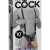King Cock Hollow Strap On Suspender System with Dildo 10in - Vanilla/Black