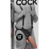 King Cock Hollow Strap On Suspender System with Dildo 12in - Vanilla/Black