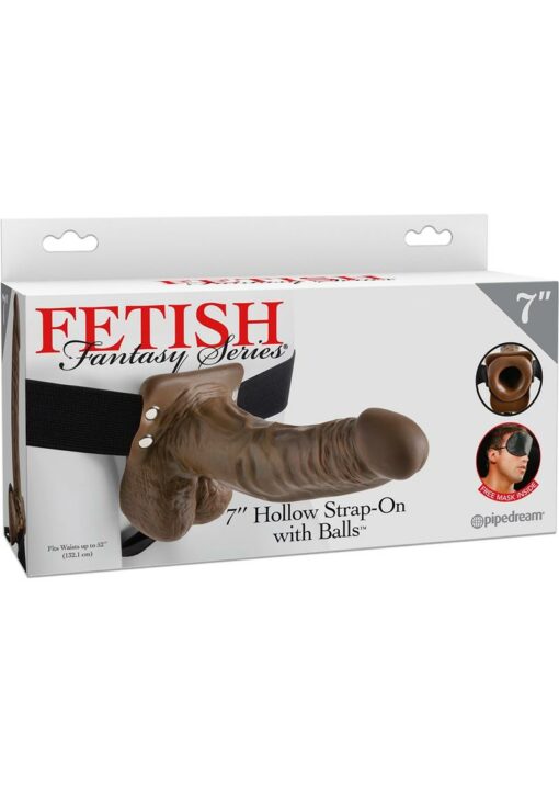 Fetish Fantasy Series Hollow Strap-On Dildo with Balls and Stretchy Harness 7in - Chocolate
