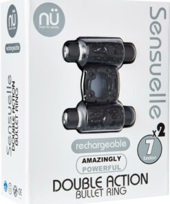 Nu Sensuelle Double Action Bullet Ring Rechargeable Vibrating Cock Ring - Black