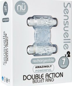 Nu Sensuelle Double Action Bullet Ring Rechargeable Vibrating Cock Ring - Clear