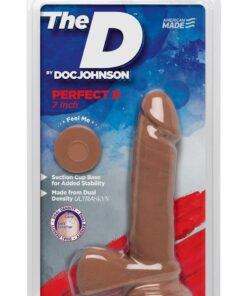 The D Perfect D Ultraskyn Dildo with Balls 7in - Caramel