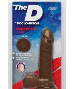 The D Perfect D Ultraskyn Dildo with Balls 7in - Chocolate
