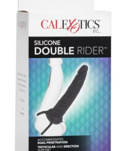 Silicone Double Rider Dildo Cock Ring - Black