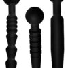 Master Series Dark Rods 3 Piece Silicone Penis Plug Set - Black