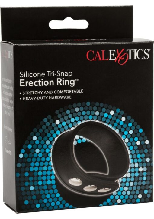 Silicone Tri-Snap Erection Cock Ring - Black