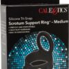 Silicone Tri-Snap Scrotum Support Cock Ring - Medium - Black
