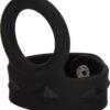 Silicone Tri-Snap Scrotum Support Cock Ring - Large - Black