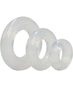 Premium Silicone Cock Ring Set (3 Piece Set) - Clear