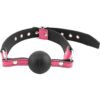 Rouge Leather Adjustable Ball Gag - Pink and Black