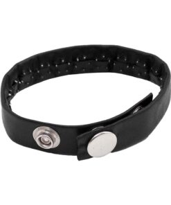 Rouge Pin Prick Leather Cock Strap Adjustable Snap Cock Ring - Black