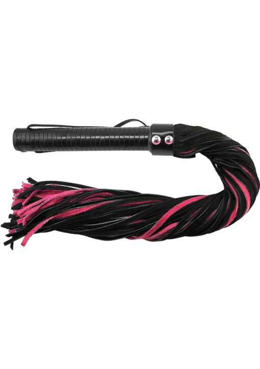 Rouge Suede Flogger with Leather Handle - Black and Pink