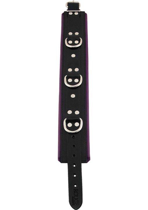 Rouge 3 D-Ring Padded Leather Adjustable Collar - Black And Purple