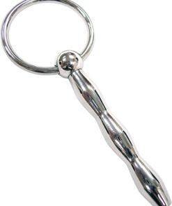 Rouge Ribbed Stainless Steel Urethral Probe - Silver