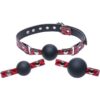 Master Series - Crimson Tied Triad Interchangeable Silicone Ball Gag - Red and Black