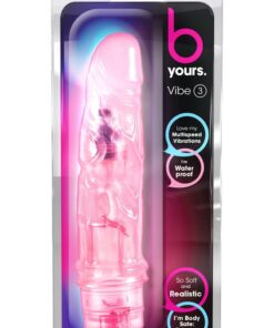 B Yours Vibe 3 Vibrating Dildo 7.25in - Pink
