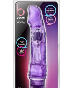 B Yours Vibe 6 Vibrating Dildo 9in - Purple