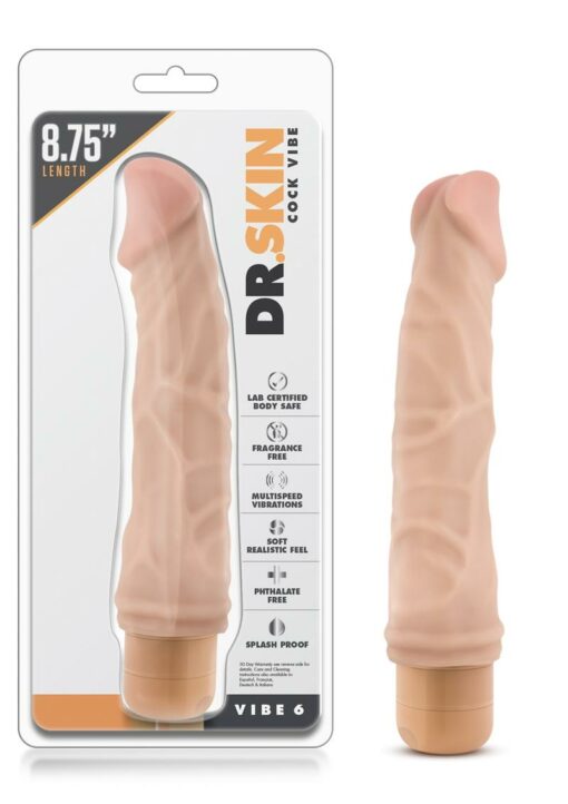 Dr. Skin Cock Vibe 6 Vibrating Dildo 8.75in - Vanilla