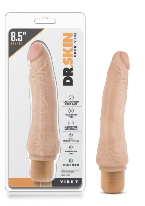 Dr. Skin Cock Vibe 7 Vibrating Dildo 8.5in - Vanilla