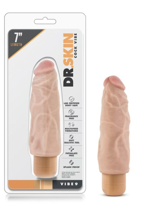 Dr. Skin Cock Vibe 9 Vibrating Dildo 7in - Vanilla